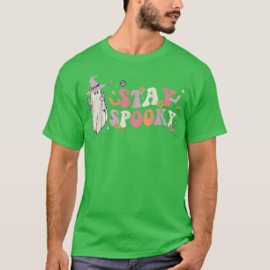 Bleibe Spooky Peace Hippie Halloween Floral Ghost T-Shirt