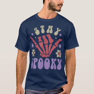 Bleibe Spooky Retro Groovy Halloween Outfit Kostüm T-Shirt