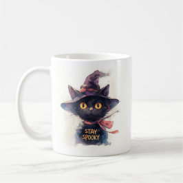 Bleibe Spooky - Schwarze Wasserfarbe in Hexenhut Kaffeetasse