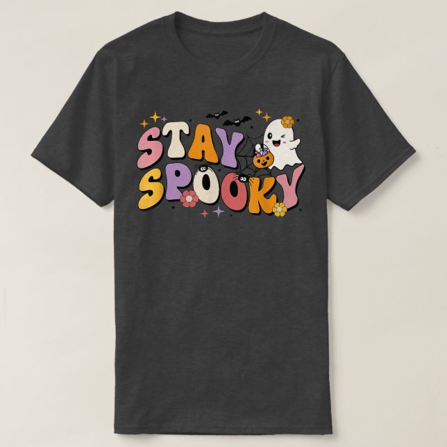 Bleibe Spooky Vibes Floral Ghost Hippie Halloween  T-Shirt (Design vorne)