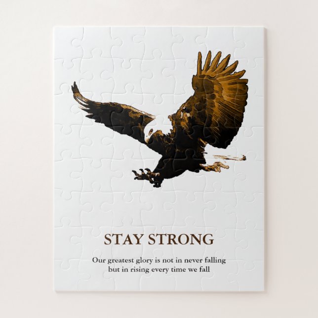Bleibe Strong Bald Eagle Motivierend Artwork (Vertikal)