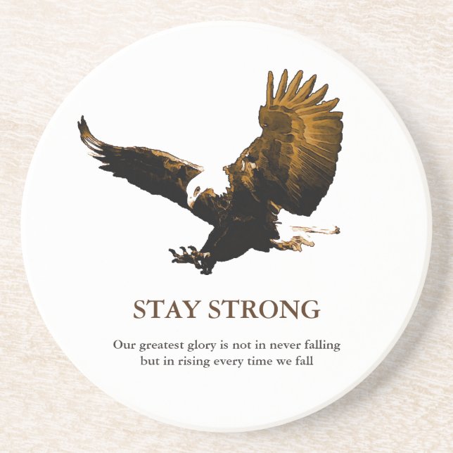 Bleibe Strong Bald Eagle Motivierend Artwork Getränkeuntersetzer (Vorne)