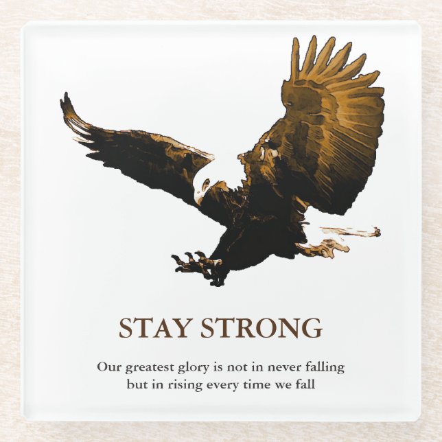 Bleibe Strong Bald Eagle Motivierend Artwork Glasuntersetzer (Vorderseite)
