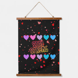 Bleibe Strong Typografy Wandteppich Mit Holzrahmen