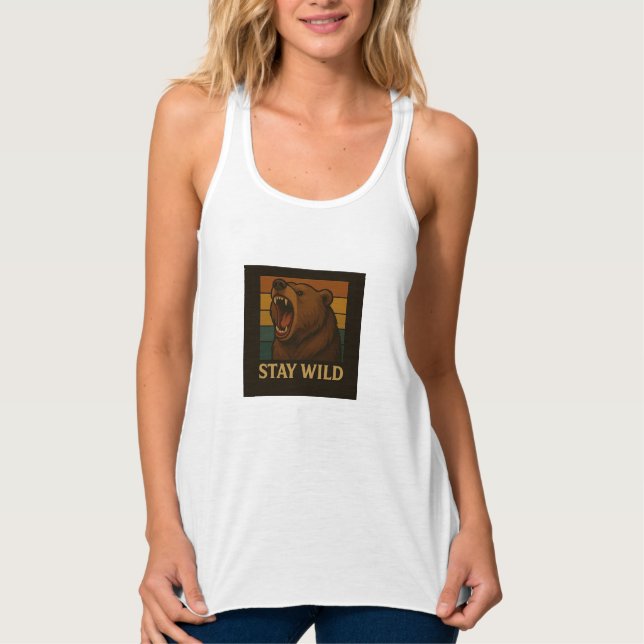 Bleibe Vintager Tiergrafik für die Natur Lover Tank Top (Vorderseite)