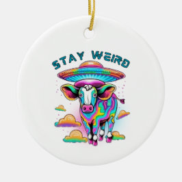 "Bleibe Weiard" UFO Kuh Ornament