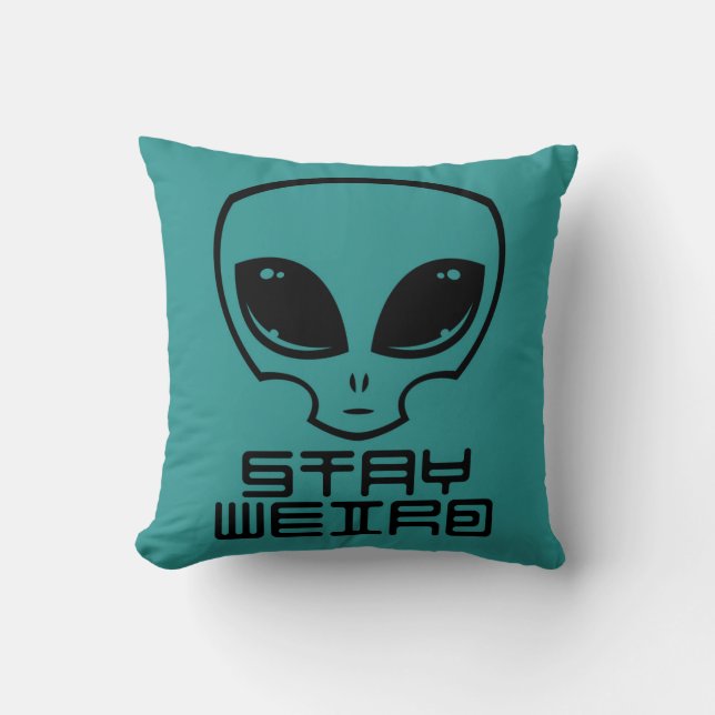 Bleibe Weird Alien Head Kissen (Vorderseite)
