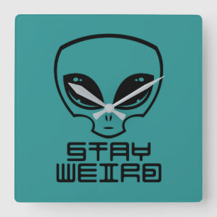 Bleibe Weird Alien Head Quadratische Wanduhr
