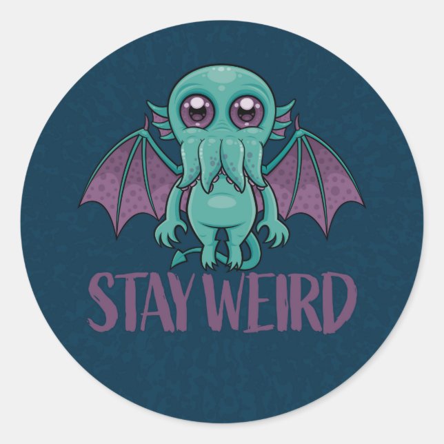 Bleibe Weird Niedlich Cthulhu Monster Runder Aufkleber (Vorderseite)