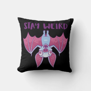 Bleibe Weird Quirky Albino Vampire Bat Cartoon Kissen