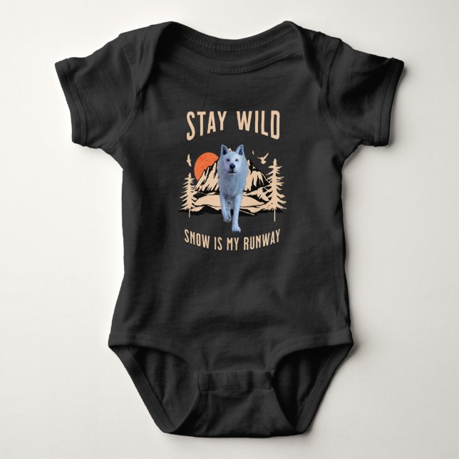 Bleibe Wild Arctic Wolf Baby Strampler (Vorderseite)