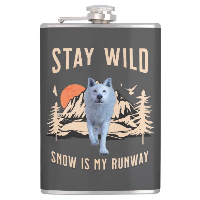 Bleibe Wild Arctic Wolf Flachmann (Vorderseite)