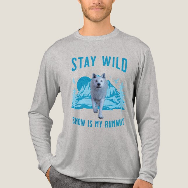 Bleibe Wild Arctic Wolf Tri-Blend Shirt (Vorderseite)