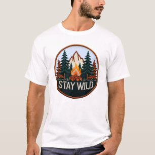 Bleibe Wild - bestickter Forest Adventure Patch Ar T-Shirt