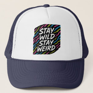 Bleibe Wild Bleibe Weird   Neon Animal Print Truckerkappe
