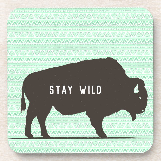 Bleibe Wild Boho Buffalo individuell anpassbar Getränkeuntersetzer (Vorderseite)