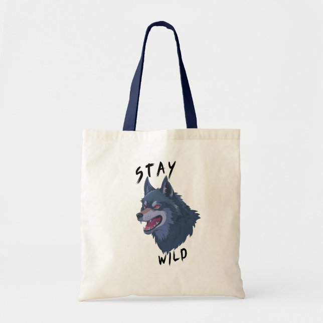 Bleibe Wild Bold Wolf Spirit Tragetasche (Vorne)