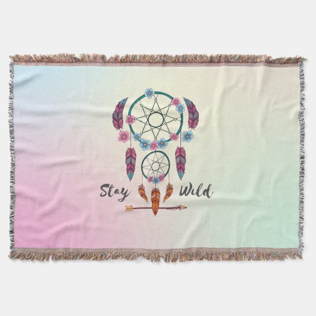 Bleibe Wild Dreamcatcher Throw - Boho Spring Layer Decke (Vorderseite)
