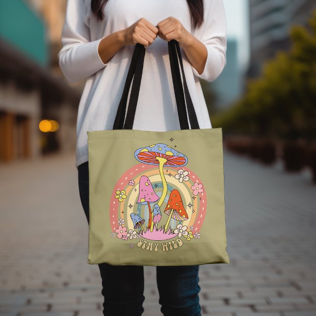 Bleibe Wild farbenfroh Mushroom Retro Tasche (Von Creator hochgeladen)