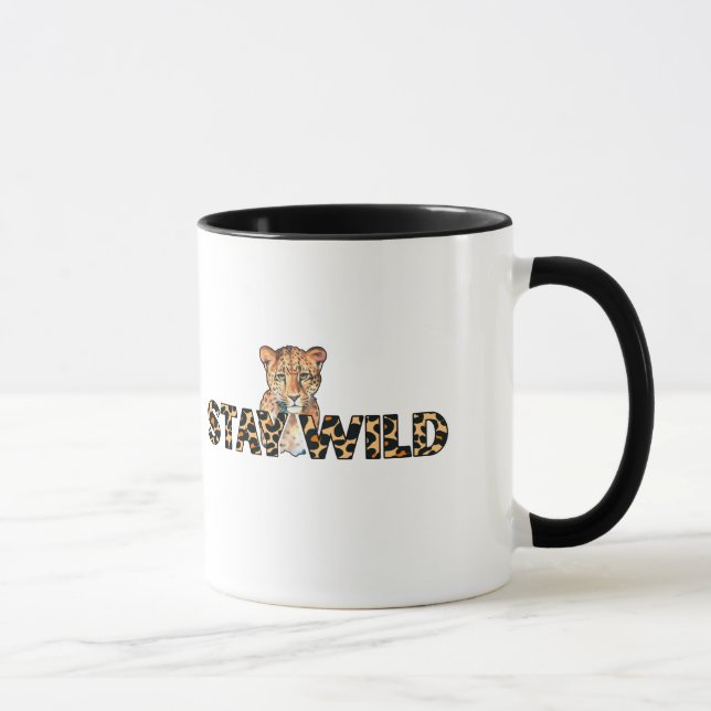 Bleibe Wild - Leopard Print mit Cheetah Head Tasse (Rechts)