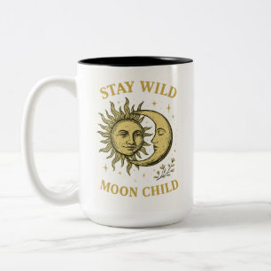 Bleibe Wild Moon Child Art Zweifarbige Tasse