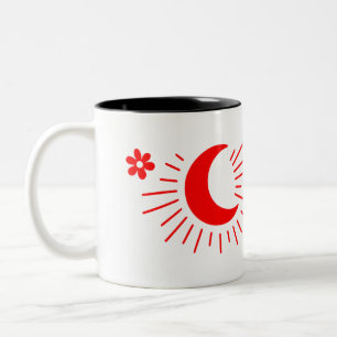 Bleibe Wild Moon Child - Boho Celestial Coffee Tas Zweifarbige Tasse