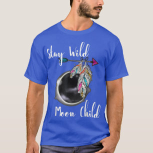 Bleibe Wild Moon Child Boho Feather Lunar Eclipse T-Shirt