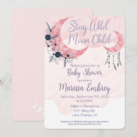 Bleibe Wild Moon Child Hippie Baby Shower Einladun