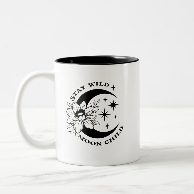 Bleibe Wild Moon Child Tasse-Boho Celestie Coffee  Zweifarbige Tasse (Links)