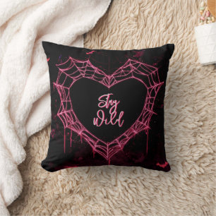 "Bleibe Wild" Pink Neon Heart Web Individuelle Nam Kissen