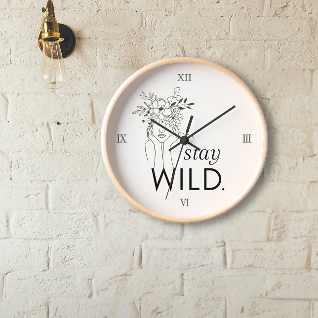 Bleibe Wild Roman Numerals Blumenwall Uhr (Von Creator hochgeladen)