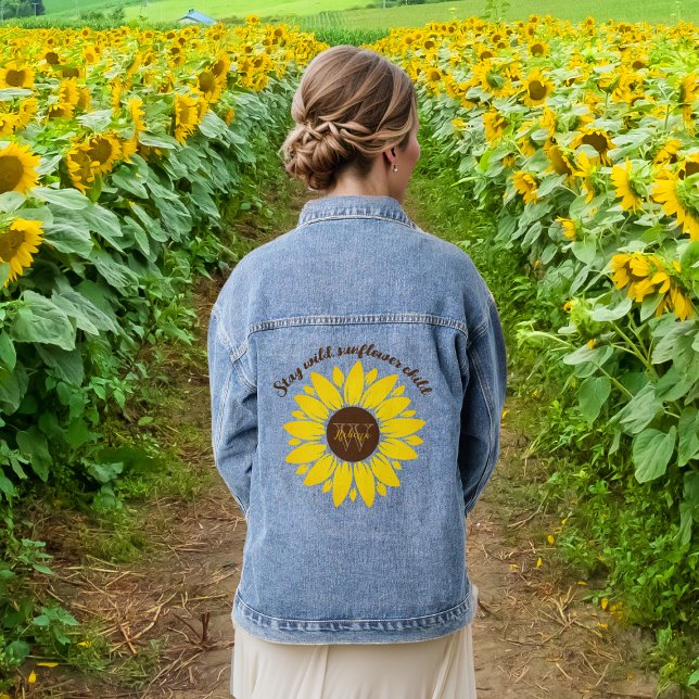 Bleibe Wild Sunflower Monogram Denim Jacket Jeansjacke (Von Creator hochgeladen)