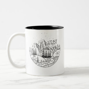 Bleibe-wild-wild-Camping T - Shirt Classic Round S Zweifarbige Tasse