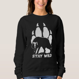 Bleibe Wild - Wolf-Silhouette und Fußabdruck Sweatshirt