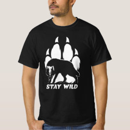 Bleibe Wild - Wolf-Silhouette und Fußabdruck T-Shirt