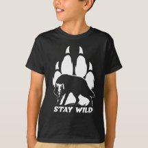Bleibe Wild - Wolf-Silhouette und Fußabdruck