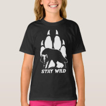 Bleibe Wild - Wolf-Silhouette und Fußabdruck