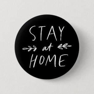 Bleibe Zuhause   Handgezogener Schriftart Button