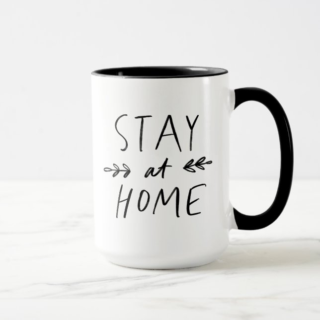 Bleibe Zuhause| Handgezogener Schriftart Tasse (Rechts)