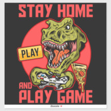 bleibe Zuhause spiele Videospiele Dinosaur Sticker