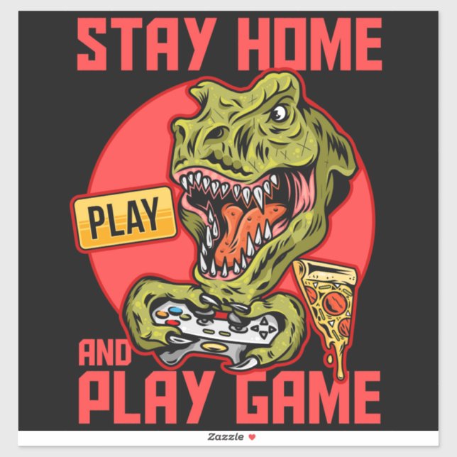 bleibe Zuhause spiele Videospiele Dinosaur Sticker (Blatt)