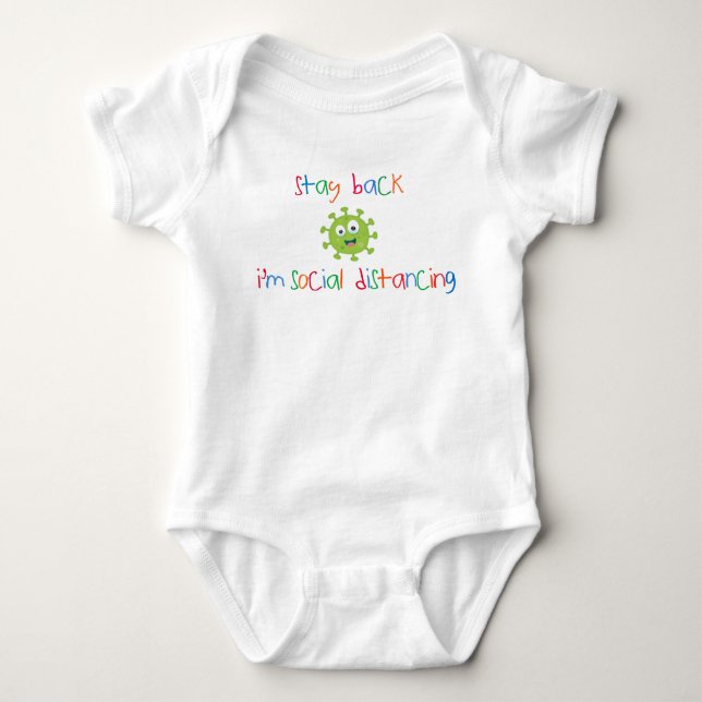Bleibe zurück, ich bin sozial Distancing Baby One  Baby Strampler (Vorderseite)
