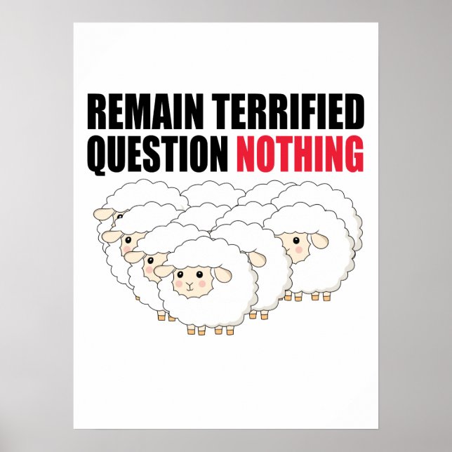 Bleiben erschreckte Fragen nichts Schaf Poster (Vorne)