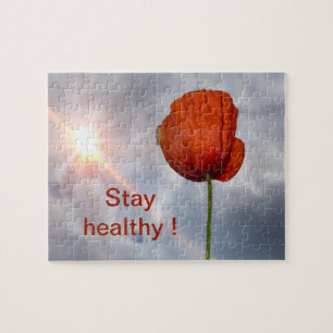 Bleiben Sie gesund mit roter Blume