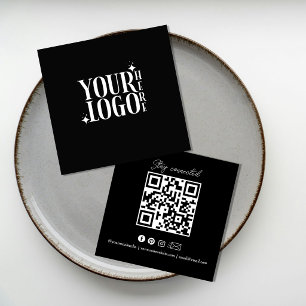Bleiben Sie verbunden Social Media QR Code Schwarz Quadratische Visitenkarte