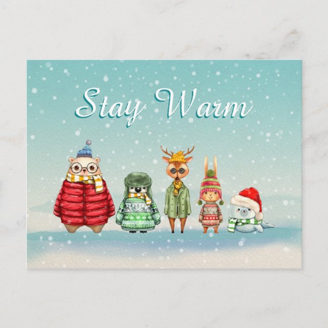 Bleiben Sie warm Postkarte (Vorderseite)