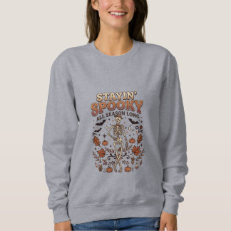 Bleibend Gruseliger Skelett Vintage Halloween Sweatshirt