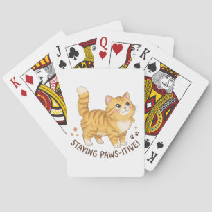 Bleibend Positiv Süßes Orangefarbenes Tabby-Kätzch Spielkarten
