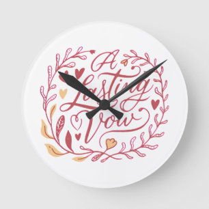 Bleibendes Gelübde Romantisches Liebeszitat Valent Runde Wanduhr