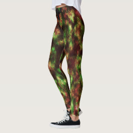 Bleibt grün, rot braun mit Federn-Effekt. Leggings